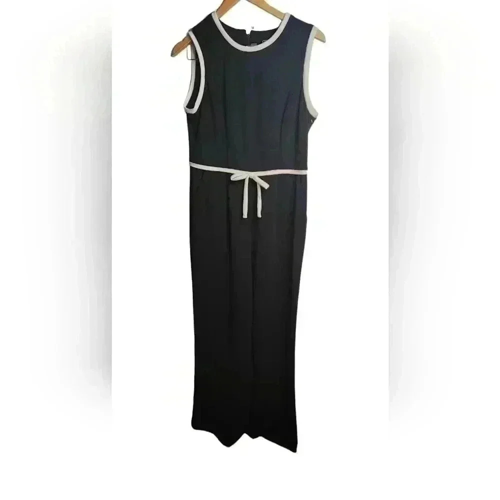 Y2K Chaps Black & White Trim  Jumpsuit with Pockets Size 8